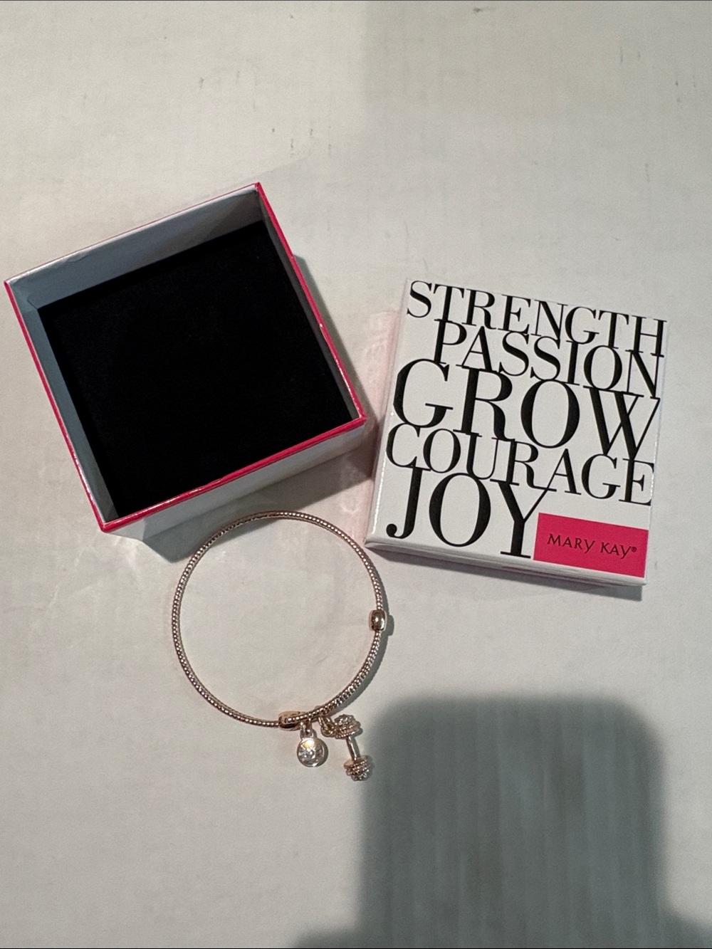 Mary Kay Rose Gold Charm Bracelet with Dangle Charms